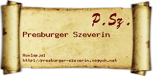 Presburger Szeverin névjegykártya